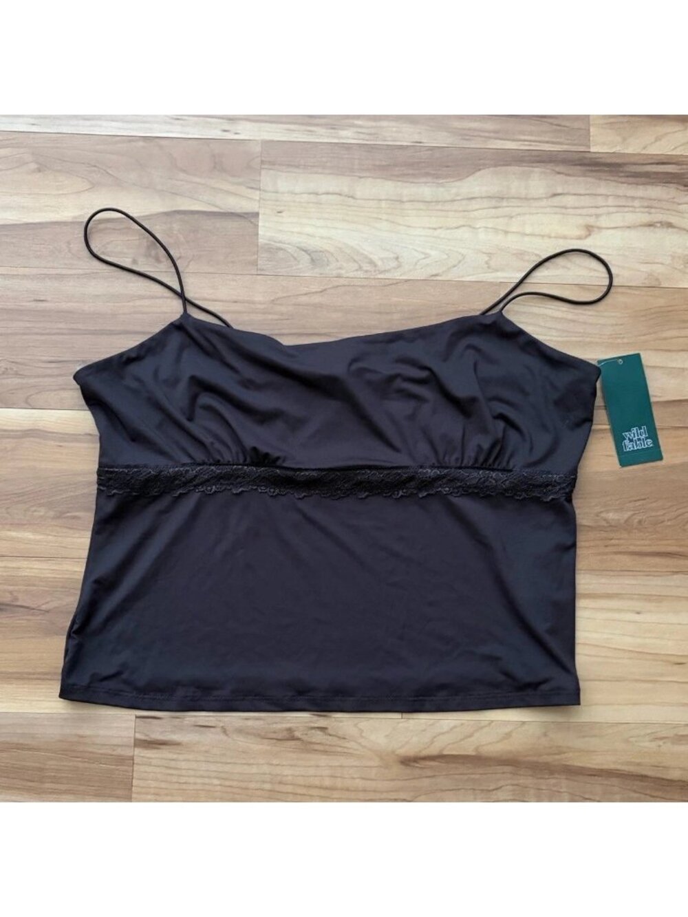 Wild Fable Women's Espresso Brown Solid Lace Trim Camisole Size Large New